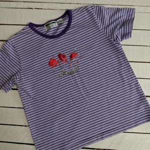 Shenanigans Purple Striped Red Hat Society Top
